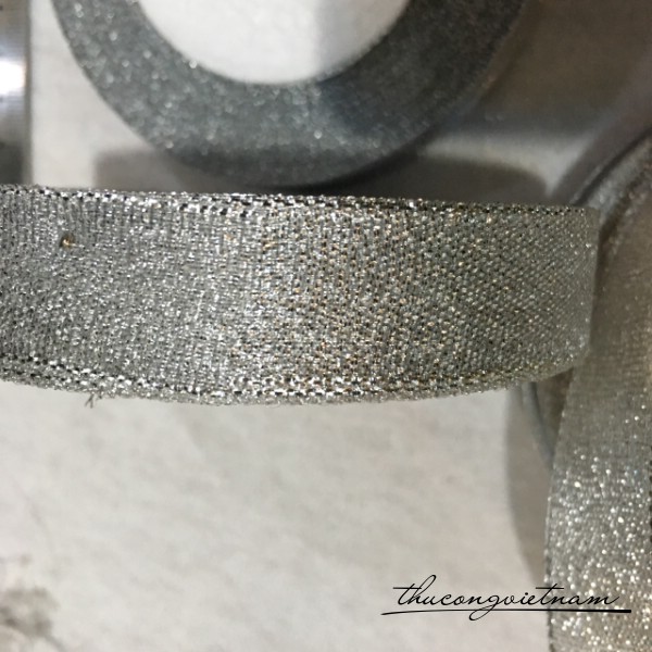 Ruy băng kim tuyến màu bạc bản 2cm